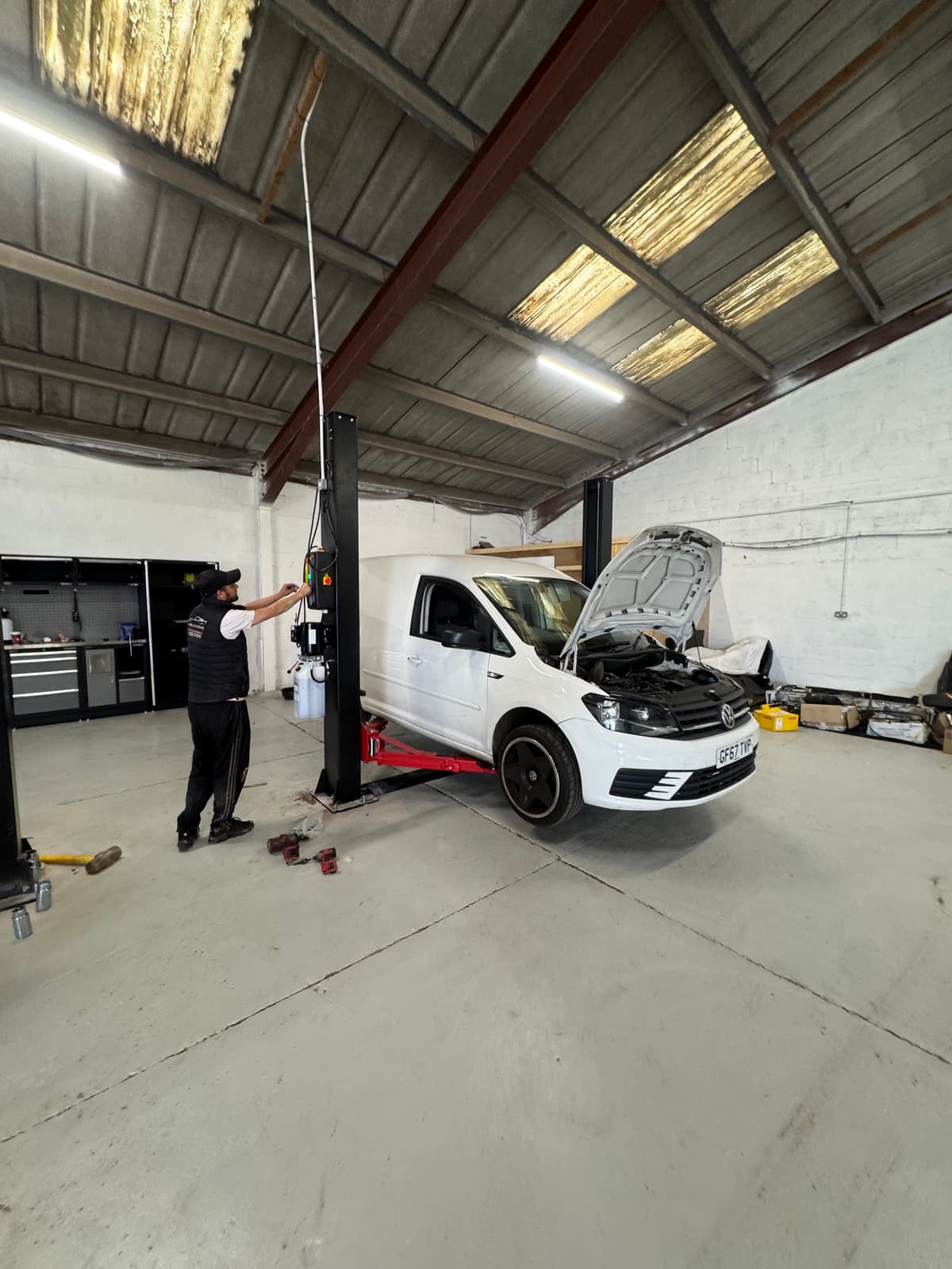 Mechanic working on a car